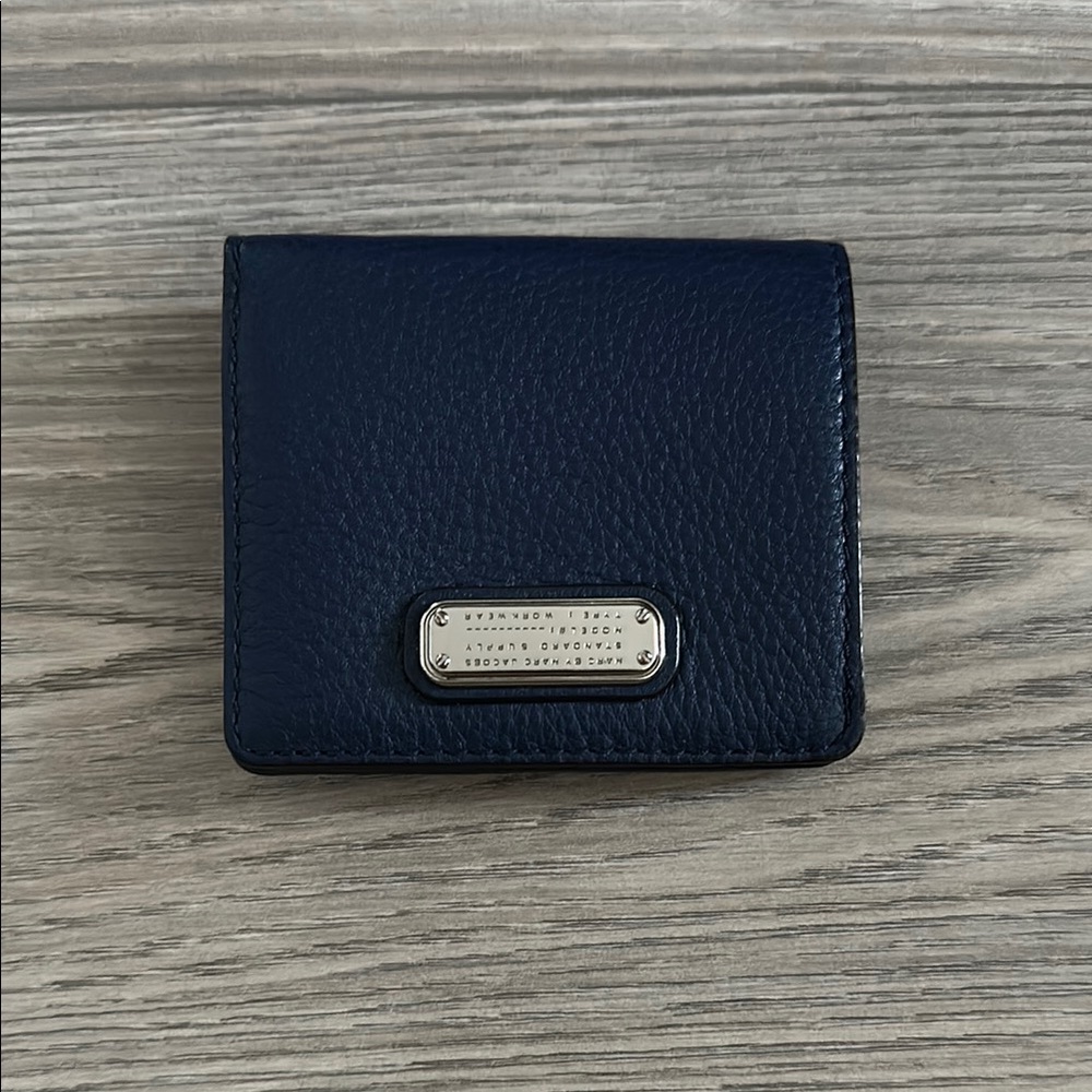 Marc by Marc Jacobs - 4x3.5” Navy Bifold 100% Cow Leather Wallet